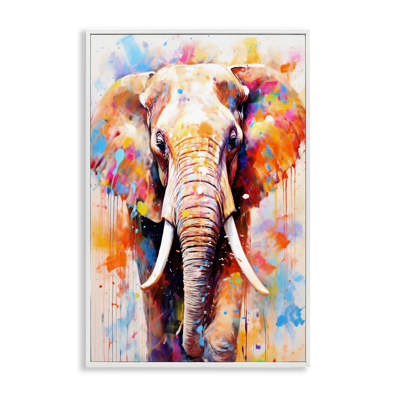 Stupell Industries Wild Elephant Bull Framed Giclee, design by Ray Powers